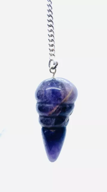 Carved Amethyst Crystal Quartz Dowsing Pendulum Dowser Scrying Radiesthesia UK