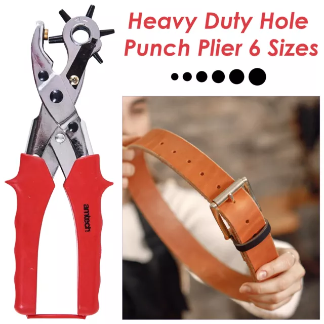 Professional Heavy Duty Revolving Leather Belt Punch - 6 Punch Sizes 
