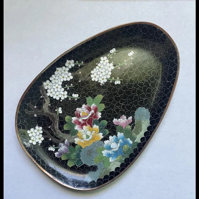 Antique Japanese Meiji Enamel Cloisonné Ring Dish