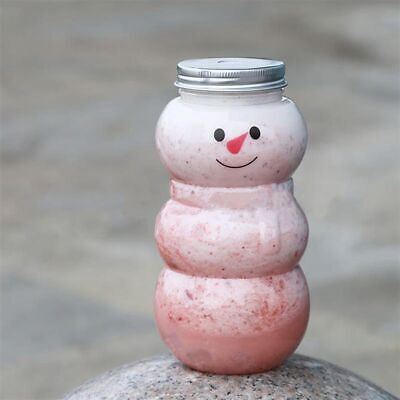 Linda botella de envasado de té de leche hermética botellas de bebidas navideñas muñeco de nieve