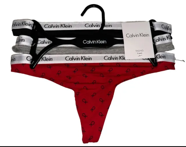Women’s Panties 3-Pack Calvin Klein Thong Underwear CK Design NEW S/M/L/XL