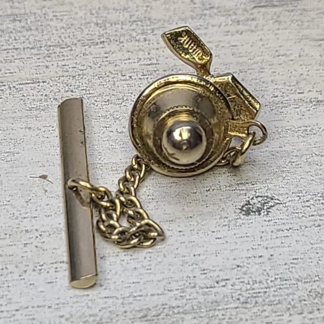 SWANK TIE TACK Lapel Pin Golf Clubs Ball Chain Gold Tone Vintage ...