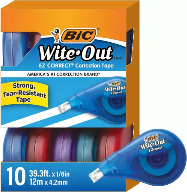 BIC Wite-Out Brand EZ Correct Correction Tape (WOTAP10- WHI), 39.3 Feet 10-Count