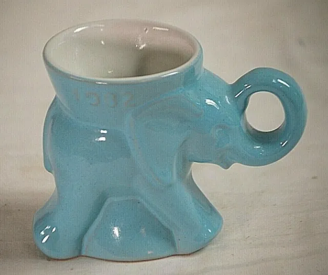 Frankoma Art Pottery Blue Elephant Mug Cup 1982 Republican GOP Political Vintage