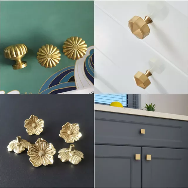 Brass Cabinet Knobs Drawer Door Pulls Handle Cupboard Furniture Hardware Home