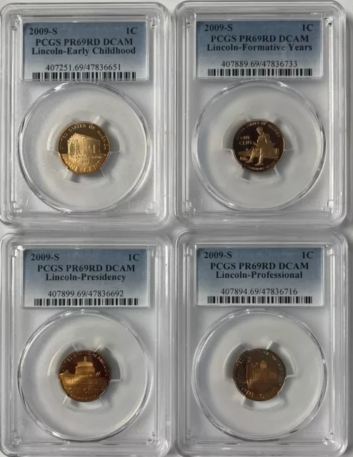 2009 S Lincoln Cent Proof 4 Coin US Mint Bicentennial Set PCGS PR69RD DCAM