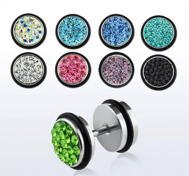 1 Pièce Fake Plug Boucles D'Oreilles Strass Bling-Bling Tunnel D'Oreille Hip Cap