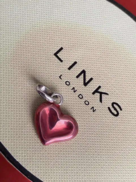 Genuine Links Of London Pink Thumbprint Heart Charm.