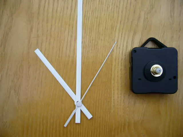 QUARTZ CLOCK MOVEMENT LONG SPINDLE 130mm WHITE HANDS