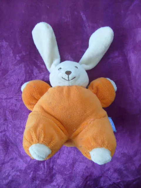 doudou  lapin orange grelot blanc DOUDI