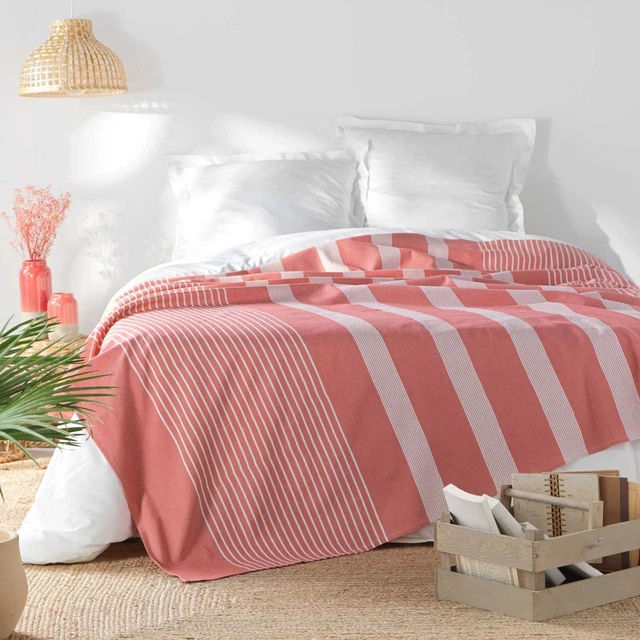 COUVRE LIT EDREDON Rose Parure Satin Avec Volants + 2 Taies 2 Places EUR 70,00 - FR