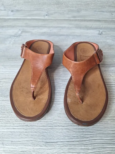 Fitflop Womens Banda Toe Thong Leather Sandal Shoes Brown/Orange US 5 674-277