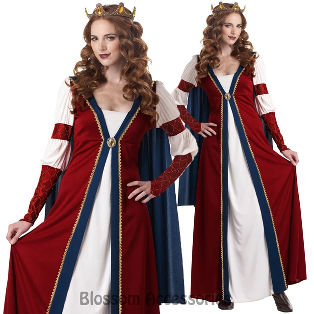 CL508 RENAISSANCE QUEEN Maid Marian Medieval Halloween Fancy Dress Up ...