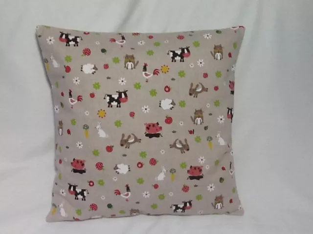 Handmade lined  Farm Animals Cushion Cover