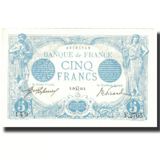 [#802122] France, 5 Francs, Bleu, 1913, 1913-07-29, UNC, Fayette:2.19, KM:70