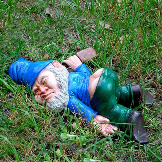 Drunk Dwarf Garden Gnome Decoration Drunken Ornament Decor Yard Patio Lawn US