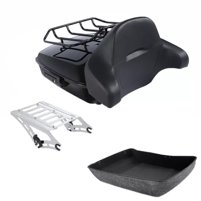 Chopped Trunk Backrest Rack Mount Fit For Harley Tour Pak Touring Road King 14+