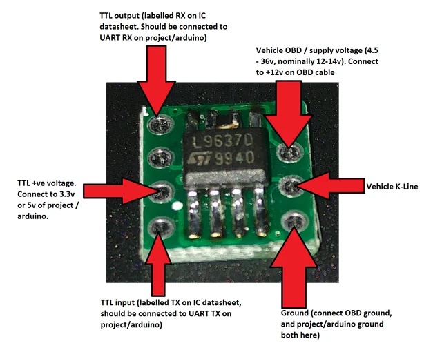 K-LINE KWP ISO9141 OBD2 to TTL transceiver module breakout arduino vw ...