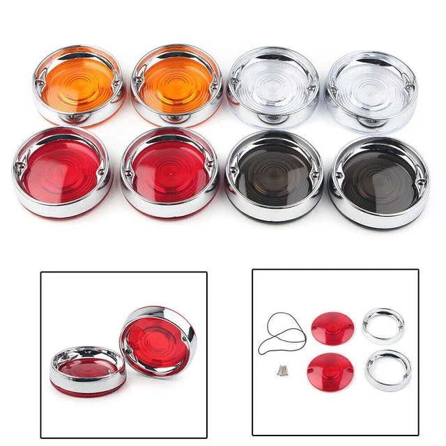Visiera Lungo Segnale Girare Copertura Obiettivo Rosso Cromato Per Harley Touring Road Glide po