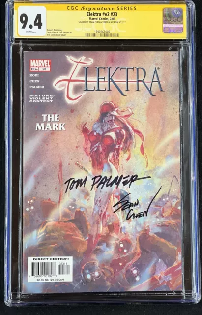 Elektra #V2 #23 CGC 9.4 Signed X2  Tom Palmer Sean Chen WP 2003
