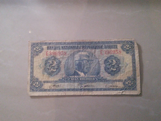RARE: Haiti 2 Gourdes 1919 Banknote