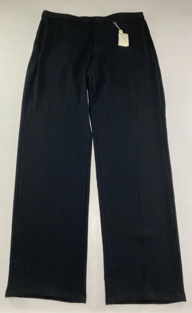 Mens Armani Collezioni Dress Pants Size 40 Inseam 38 Black Stripe Pockets Flaw