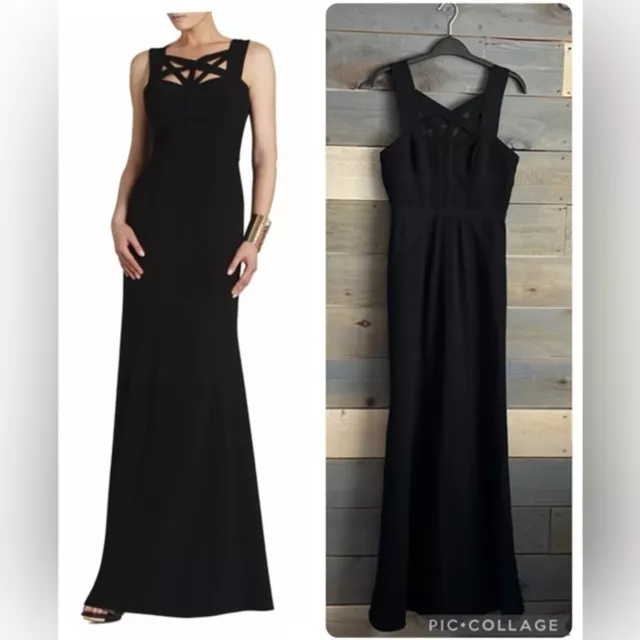 NEW BCBG MaxAzria $398 Valerie Black Maxi Cocktail Party Formal Floor Dress 2