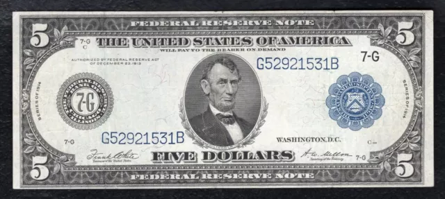 FR. 871b 1914 $5 FIVE DOLLARS FRN FEDERAL RESERVE NOTE CHICAGO, IL VERY FINE