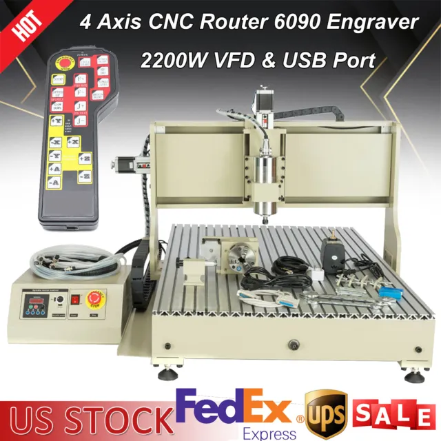 3/4 Axis CNC Router Engraver Engraving Drilling Milling Cutting Machine w/Remote
