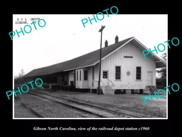OLD 8x6 HISTORIC PHOTO OF GIBSON NORTH CAROLINA RAILROAD DEPOT STATION c1960