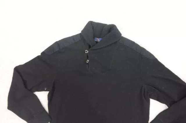 Polo Ralph Lauren Sweater Adult Large Black Shawl Fleece Pullover Sweatshirt Men 2