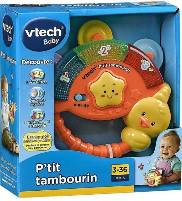 Jouet Vtech P'tit tambourin hochet lumineux enfant  premier age 5 melodies