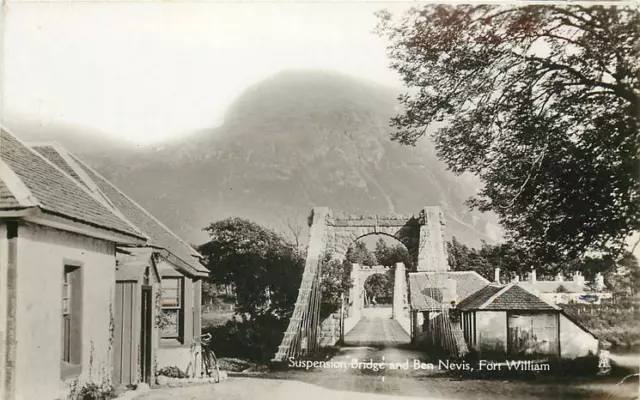 Fort William Scotland Suspension Bridge And Ben Nevis OLD PHOTO