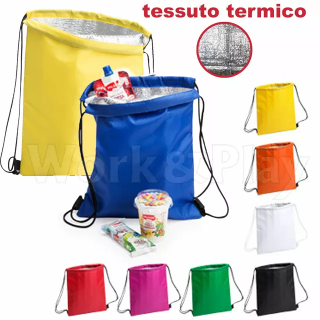 SACCA BORSA frigo zaino termico frigorifero portatile COULISSE TRACOLLA ZAINETTO