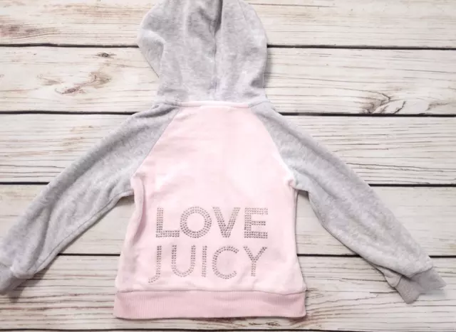 Toddler Juicy Couture Track Jacket 3 Years Pink Velvet Velour Hoodie Full Zip