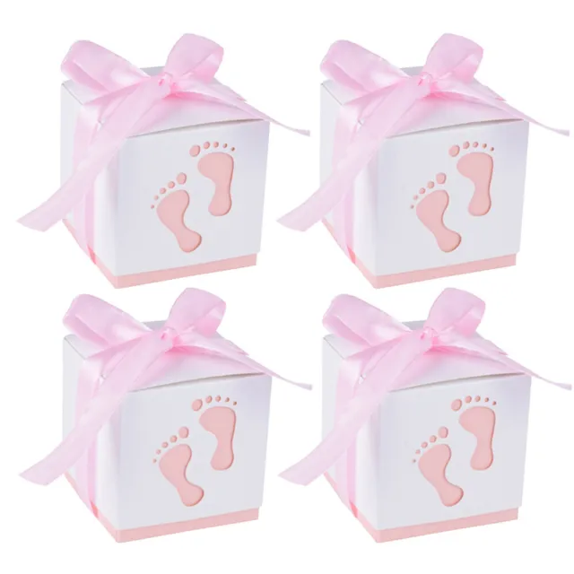 50pcs DIY Candy Boxes Baby Footprint Paper Candy Gift Boxes Full Moon Wedding