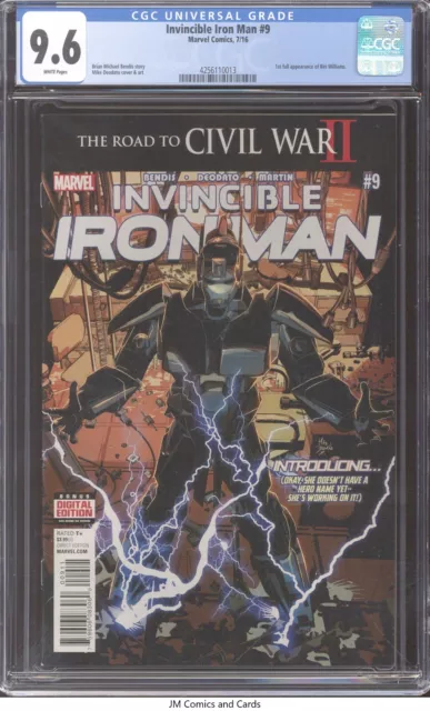 Invincible Iron Man #9 2016 CGC 9.6 White Pages - 1st full app of Riri Williams