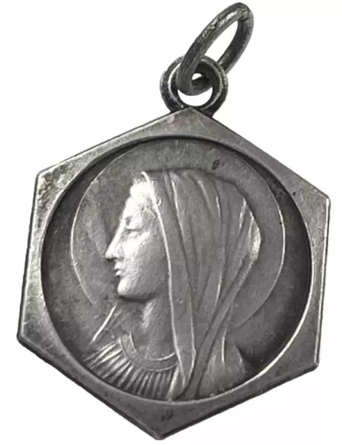 VINTAGE CATHOLIC OUR Lady Of Lourdes Silver Tone Religious Medal $8.99 ...