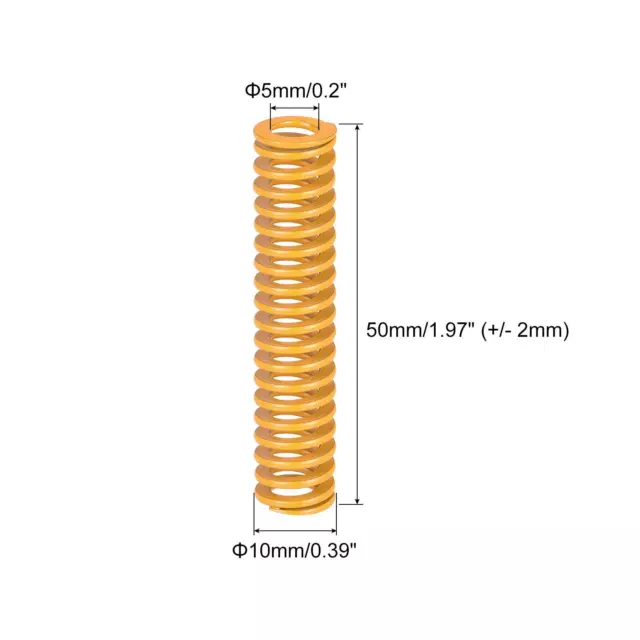 Molla pressofusa, 10 mm OD 50 mm lunghezza 2 pz luce di stampa compressione carico giallo 2