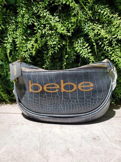 “NWT” Bebe  Croco Convertible Sling Belt Bag Purse Fanny Pack Waist Bag Black