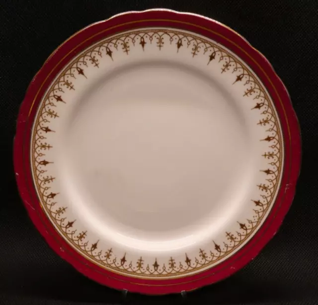 Vintage 1980's Aynsley Durham Maroon Scalloped Side Plate - 16cm diameter