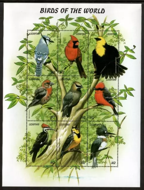 Lesoto 1999 - Flora y Fauna de Aves - Hoja de 9 Estampillas - Scott #1184 - Estampillada sin montar o nunca montada