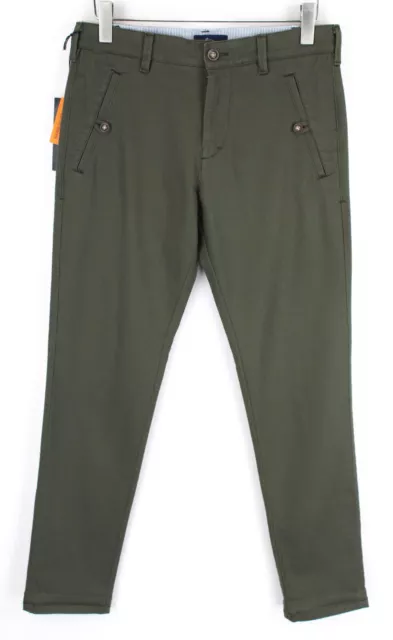 Harmont & Blaine IT46 Hombre Pantalones Verde Caqui Chino con Vuelta Estrecho