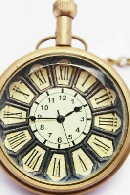 Vintage Náutico Latón Antiguo Reloj de Bolsillo Coleccionable Marina Victoriano
