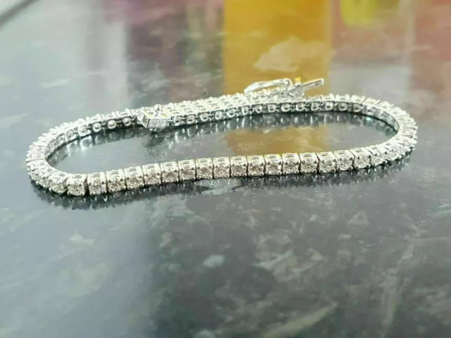 15Ct Coupe Ronde Simulé Diamant Bracelet Tennis 14K Plaqué or Blanc Argent 3