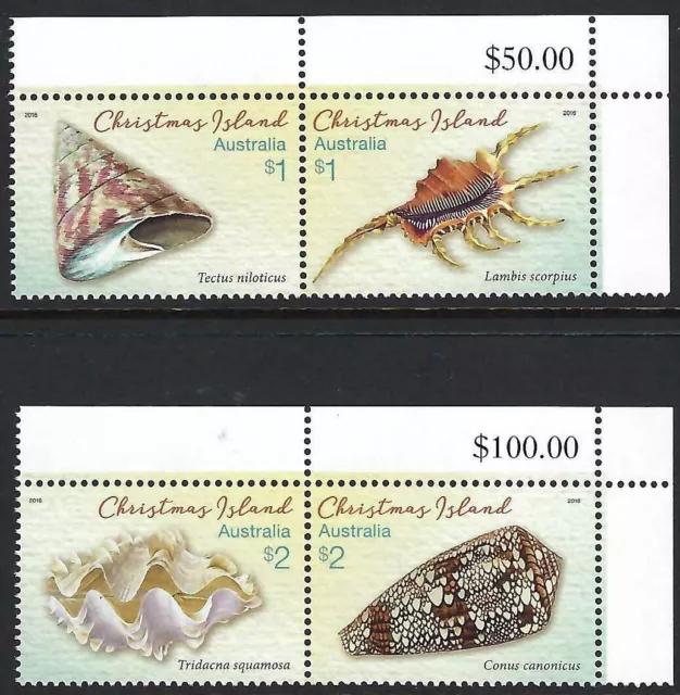 2016 Christmas Island SG# 828-831 Shells set of 4 top right corner Mint MUH MNH