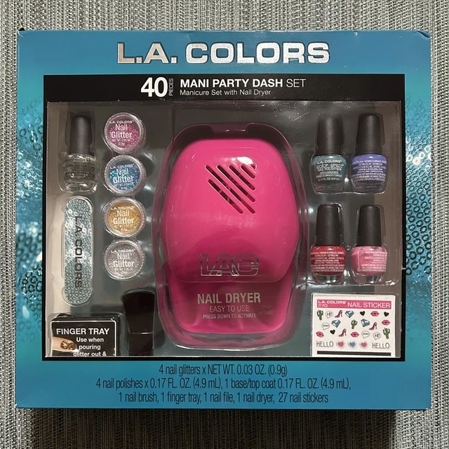 L.a Colors Manicure/Mani Party Set W/ Nail Dryer 40 Piece Girl Teens
