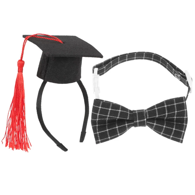 1 Satz von Haustier -Abschluss -Cap -Haarbändern mit Bowtie Dog Graduation Hats