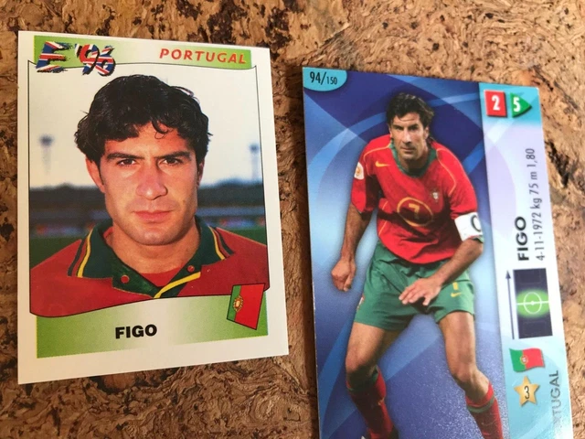 BUY 2! Luis Figo Euro 96 #307 + GOAAAL! 2006 World Cup #94 Panini Portugal Card