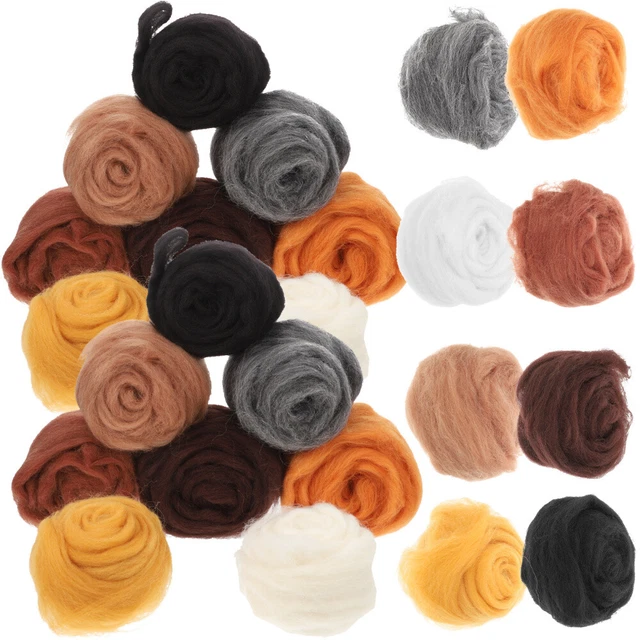 24 piezas Poking Tiras de Lana Kit de Fieltro con Agujas para Niños Naturaleza Hilos Errantes Artesanías
